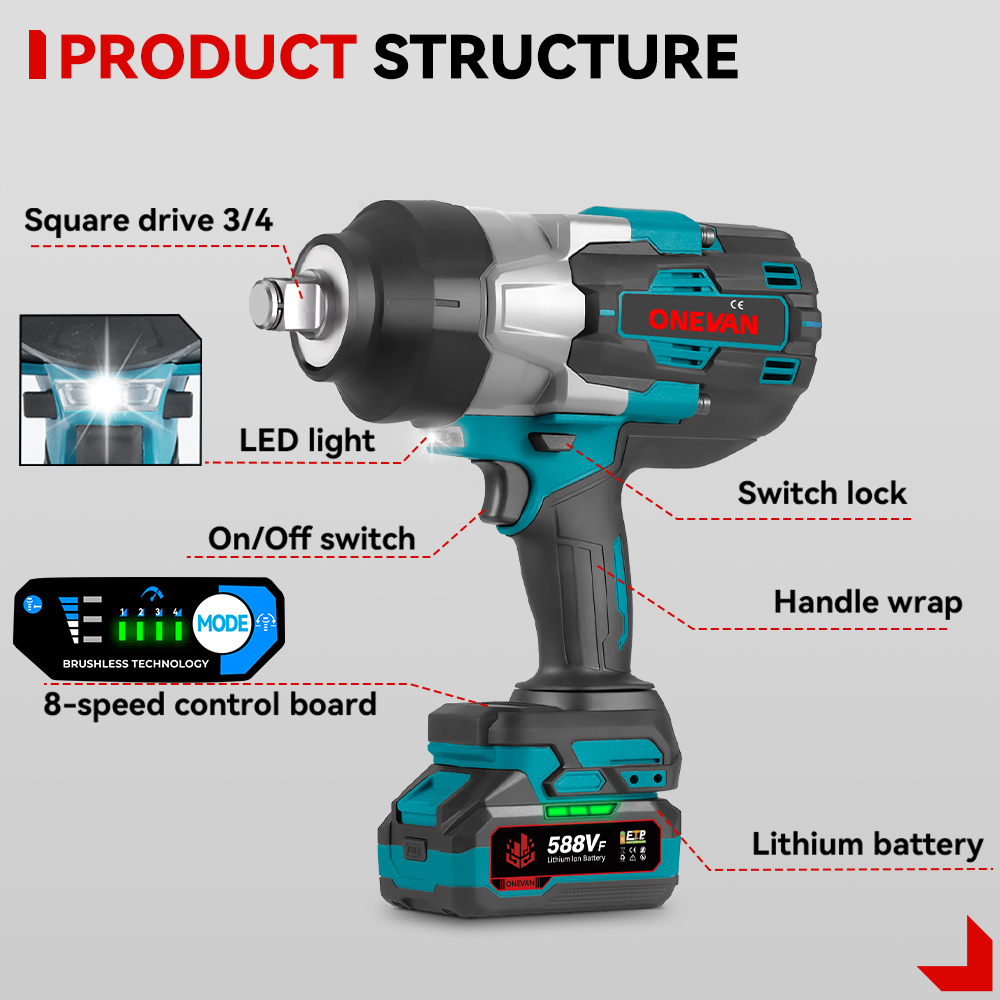 Torque Wrench - Avvitatore a impulsi elettrico da 1000W,